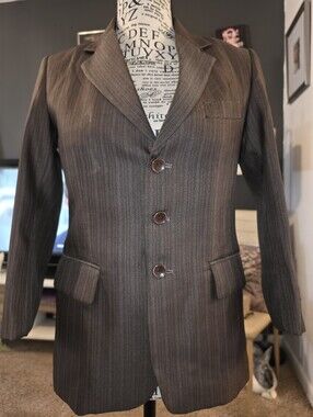 Women’s Brown Pinstripe Pantsuit Jacket - Classic Tailored Blazer
